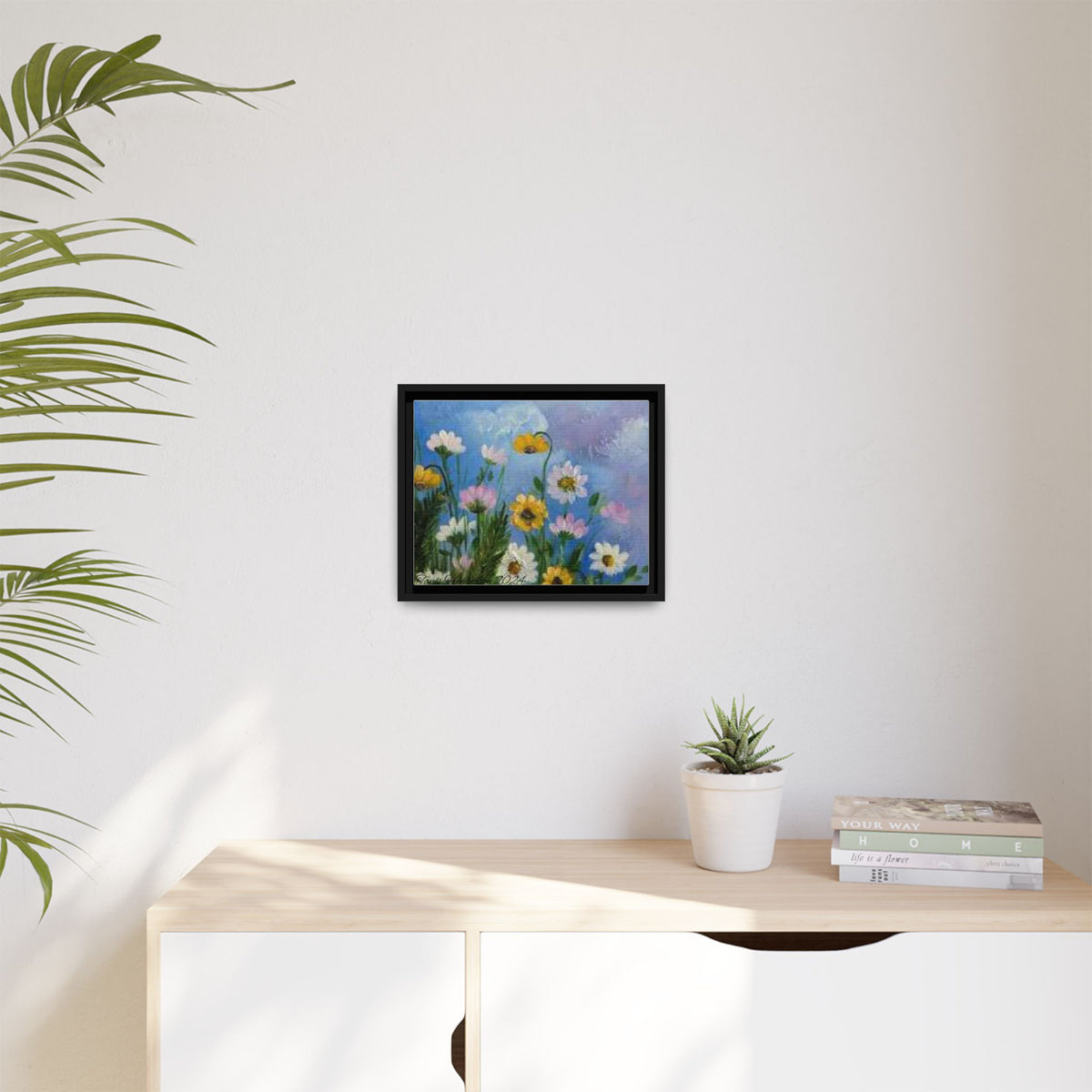 Framed Floral Meadow Canvas Print — Daisies & Wildflowers Art