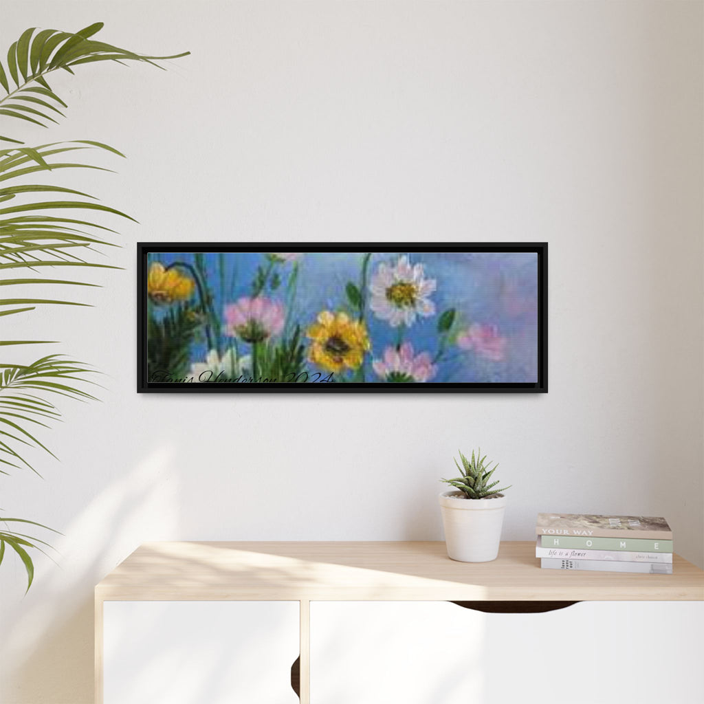 Framed Floral Meadow Canvas Print — Daisies & Wildflowers Art