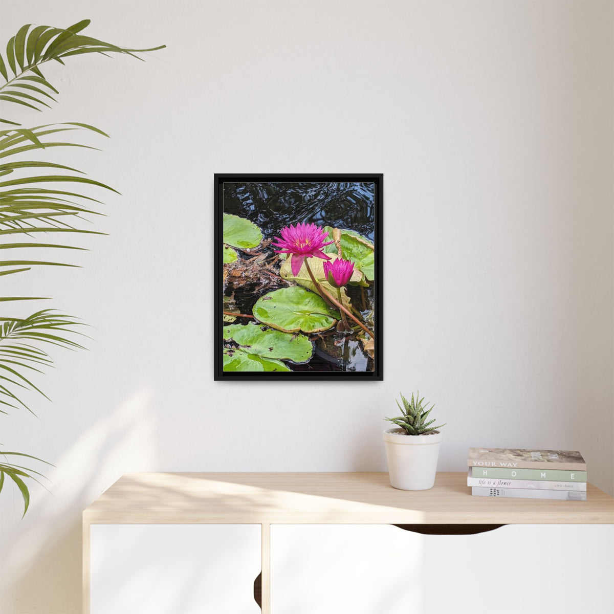 Pink Water Lily Matte Canvas Print (Framed)