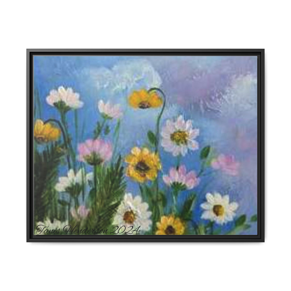 Framed Floral Meadow Canvas Print — Daisies & Wildflowers Art