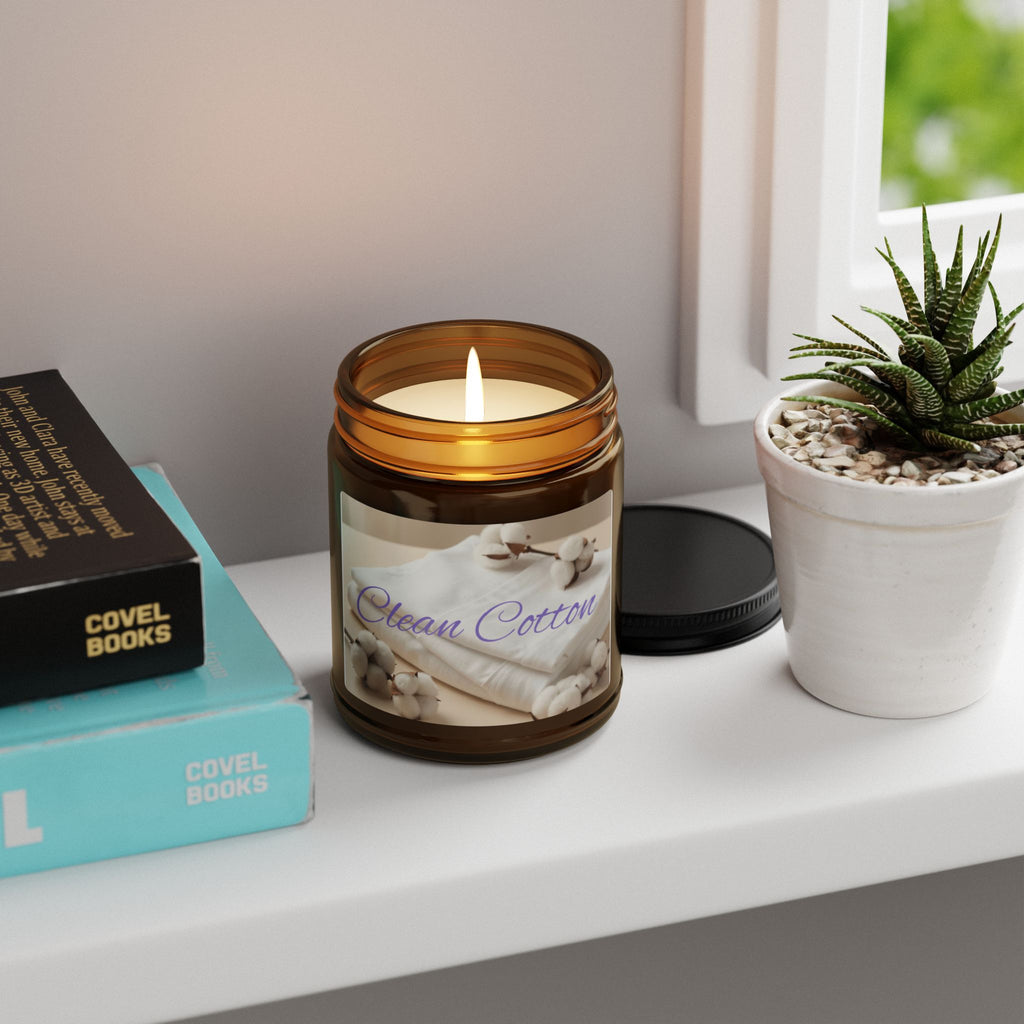 Clean Cotton Scented Soy Candle — Amber Jar (Multi-Size)
