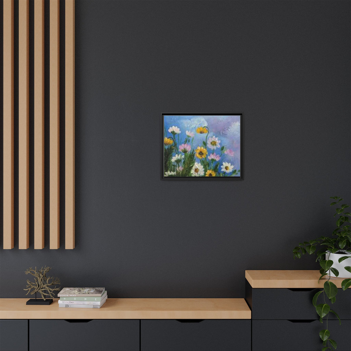 Framed Floral Meadow Canvas Print — Daisies & Wildflowers Art