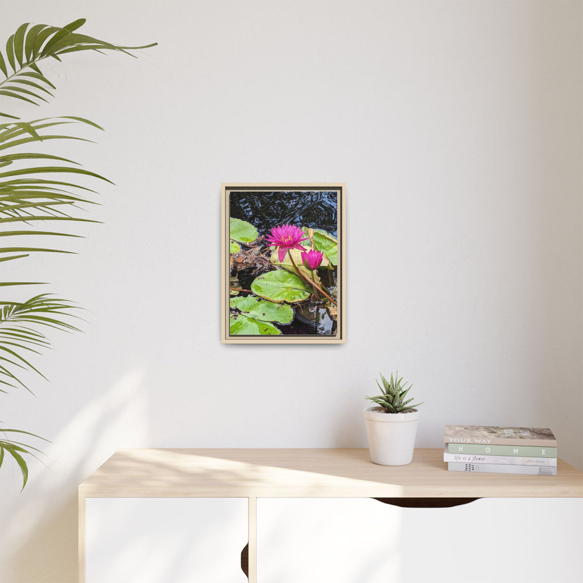 Pink Water Lily Matte Canvas Print (Framed)