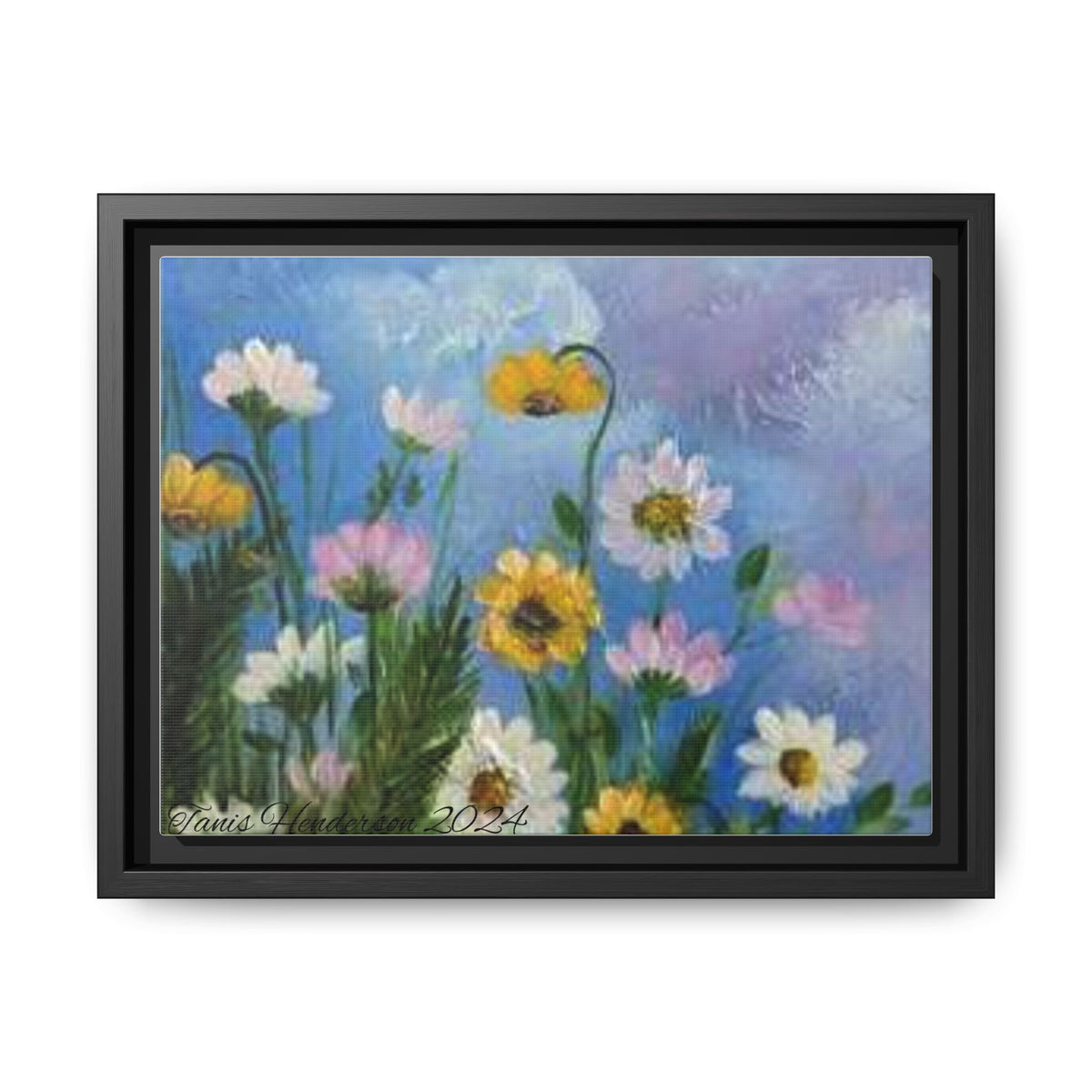 Framed Floral Meadow Canvas Print — Daisies & Wildflowers Art