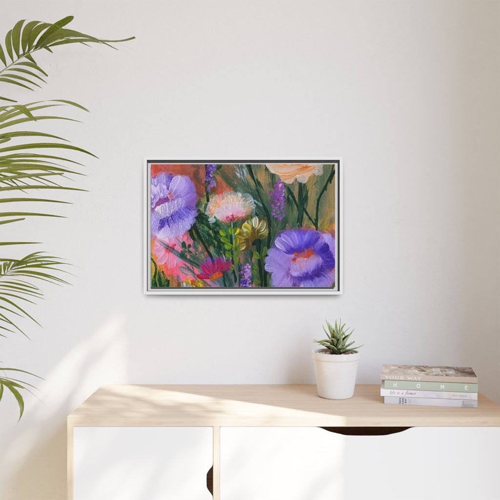 Framed Floral Canvas Print — Colorful Wildflower Bouquet Art