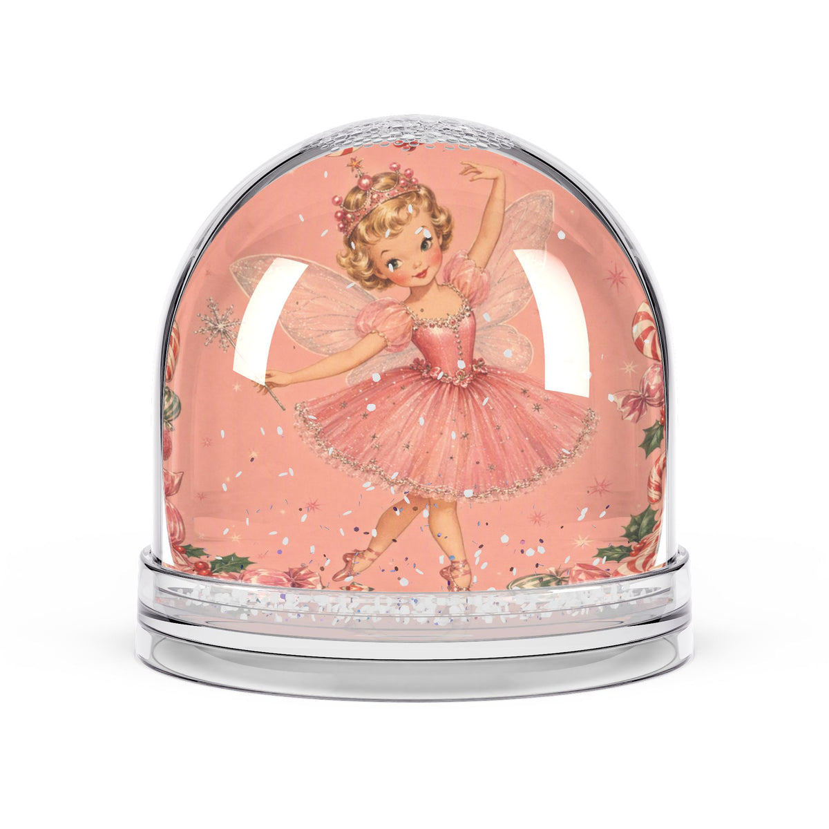 Ballerina Snow Globe — Vintage Pink Fairy Dance Holiday Décor
