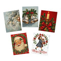 Vintage Holiday Greeting Cards — 5-Pack Christmas Card Set with Bells & Ornaments