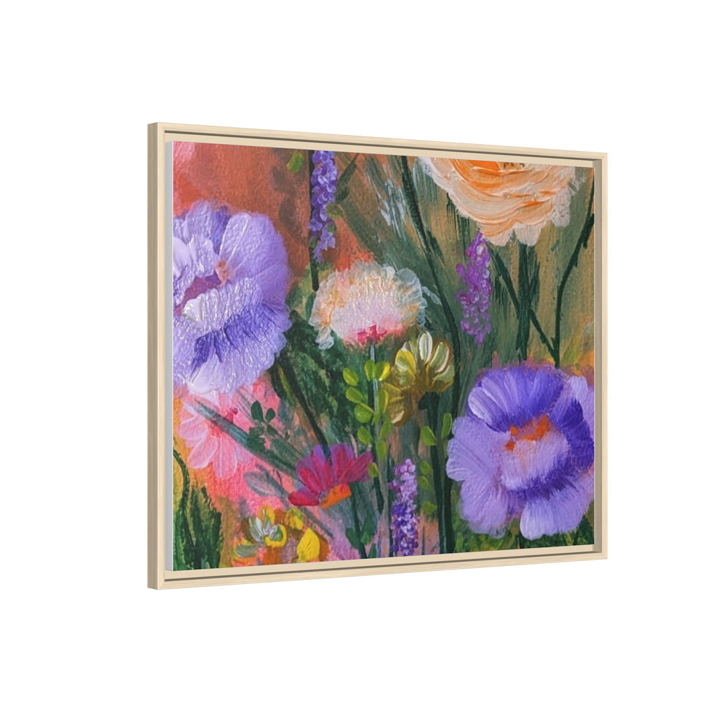 Framed Floral Canvas Print — Colorful Wildflower Bouquet Art