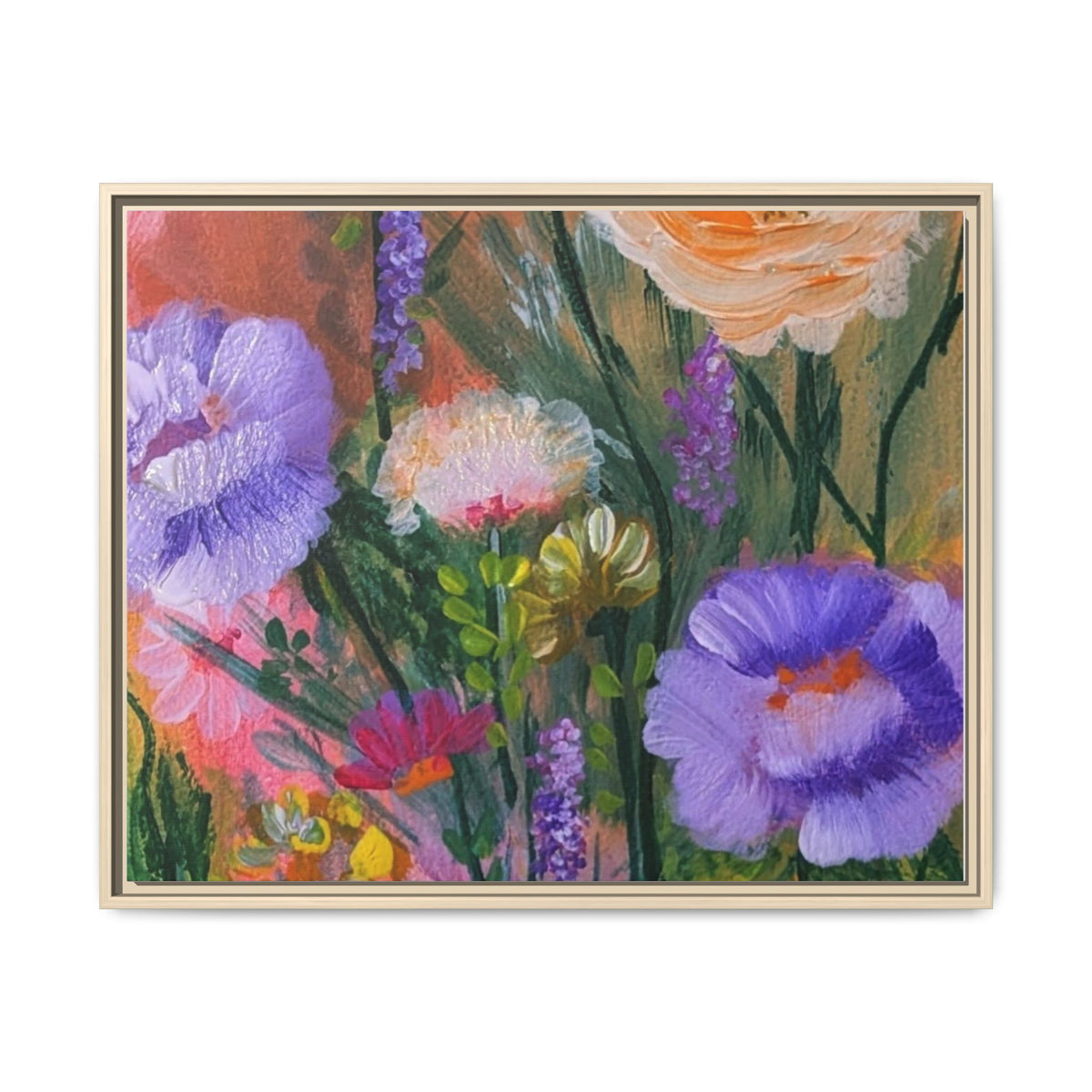 Framed Floral Canvas Print — Colorful Wildflower Bouquet Art