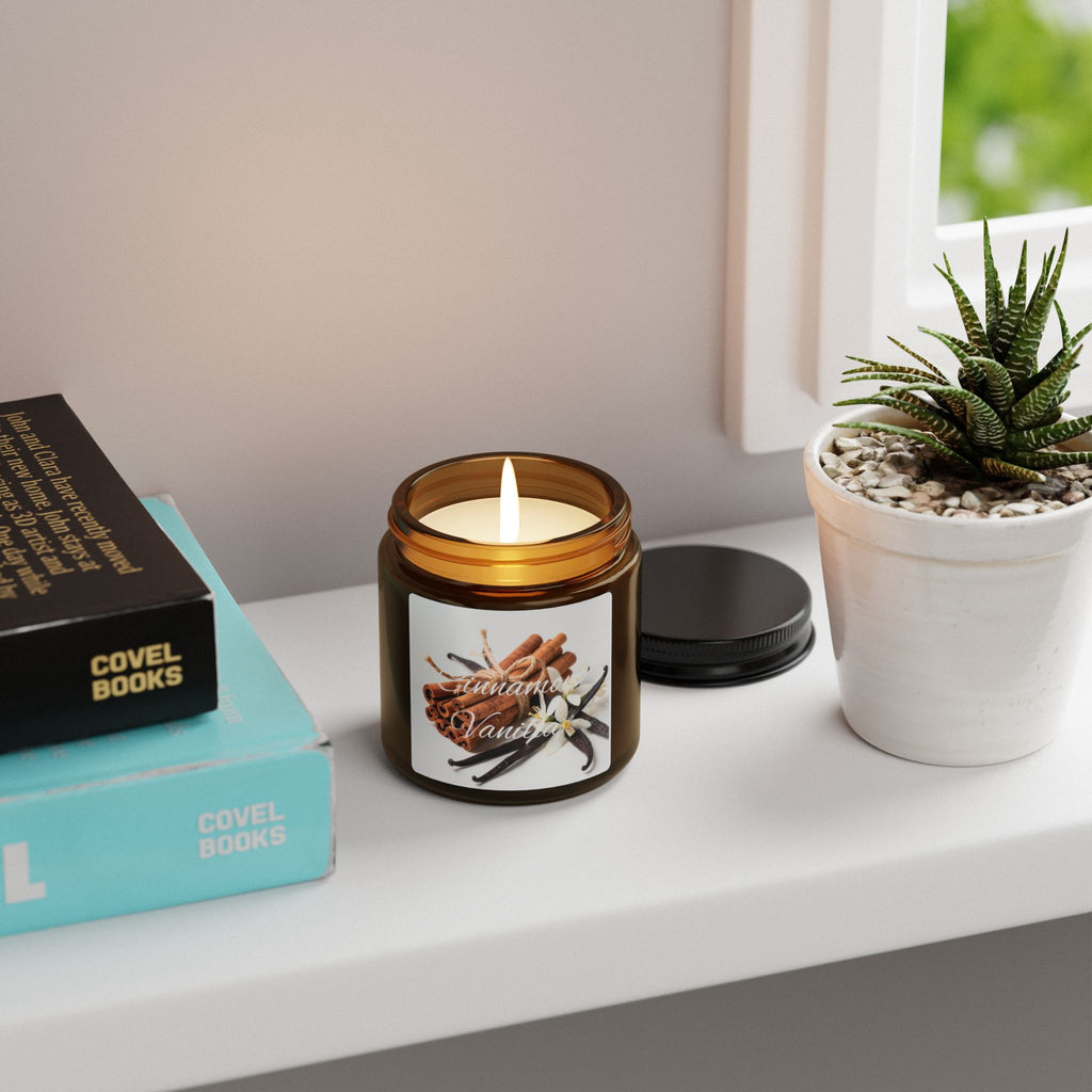 Cinnamon Vanilla Soy Candle — Scented Amber Jar (Multi-Size)