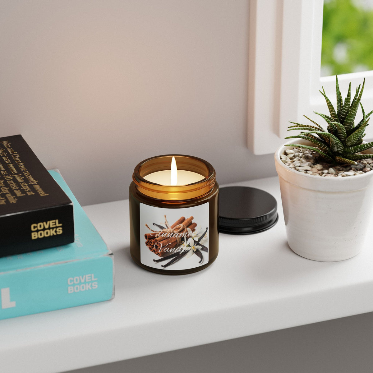 Cinnamon Vanilla Soy Candle — Scented Amber Jar (Multi-Size)