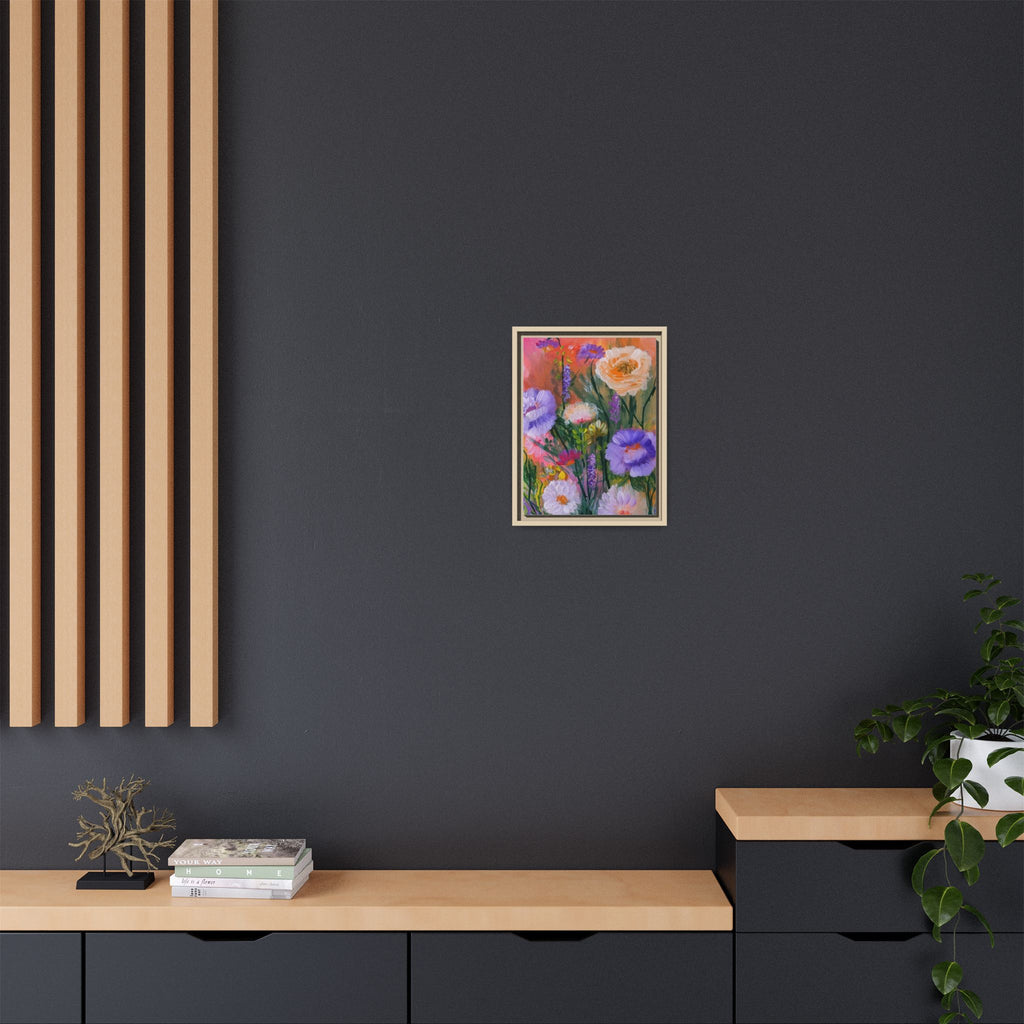 Framed Floral Canvas Print — Colorful Wildflower Bouquet Art