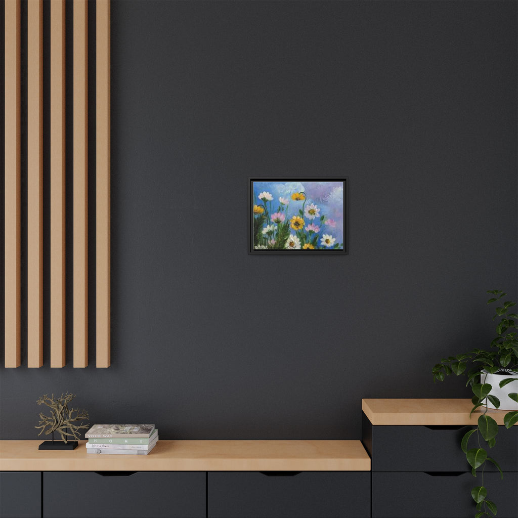 Framed Floral Meadow Canvas Print — Daisies & Wildflowers Art