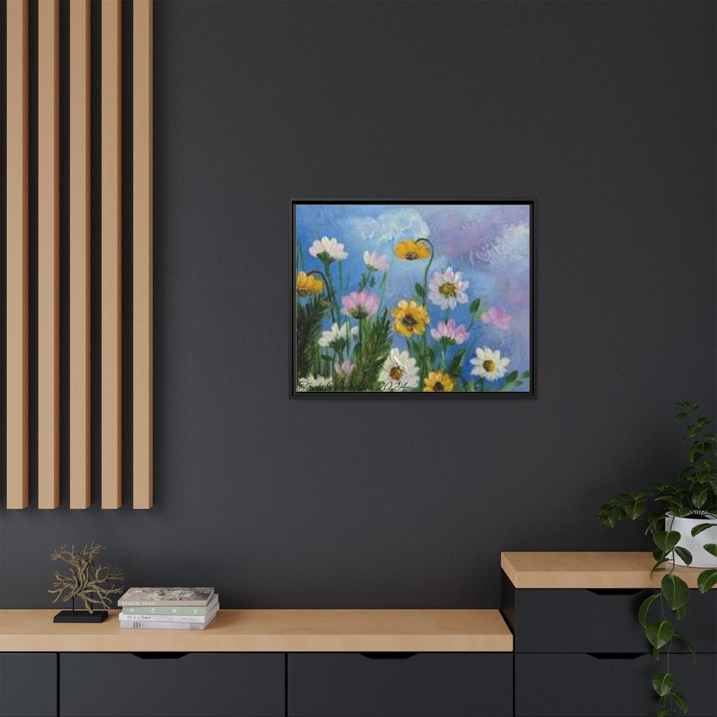 Framed Floral Meadow Canvas Print — Daisies & Wildflowers Art